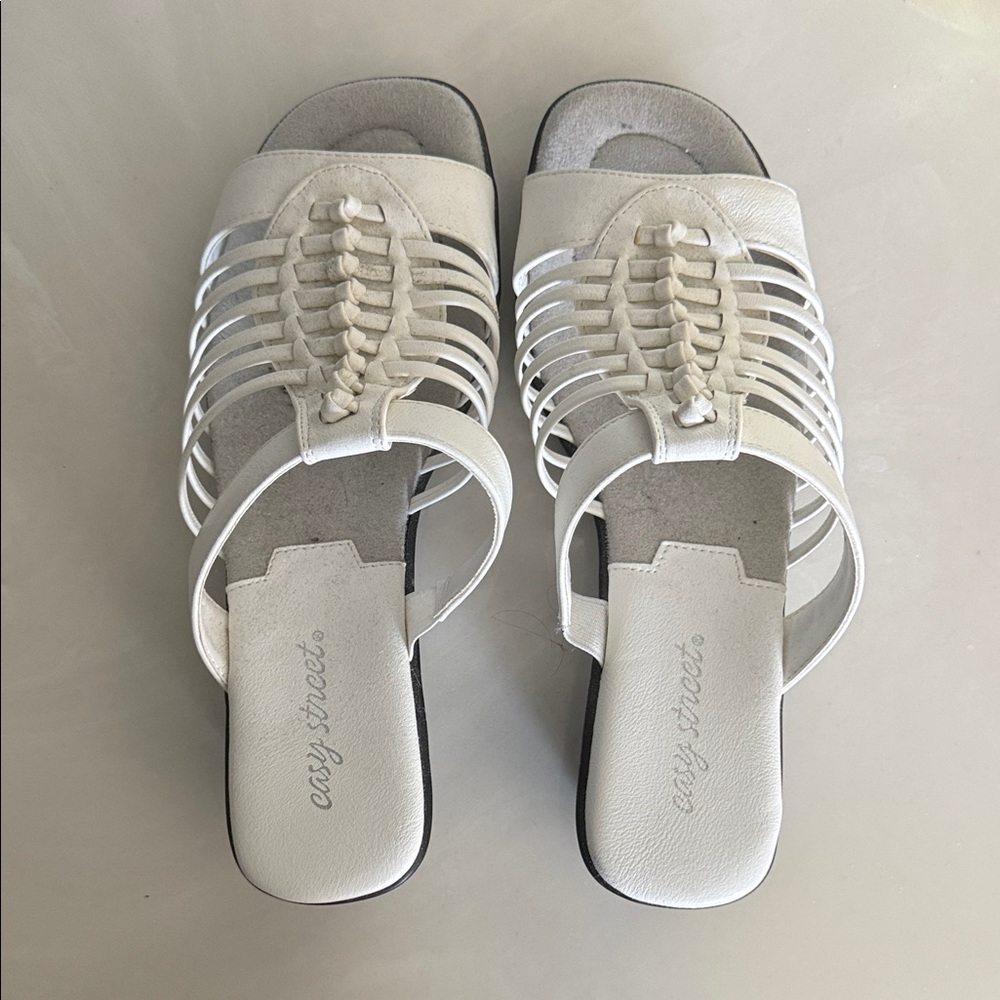 Easy Street Women's White Strappy Sandals